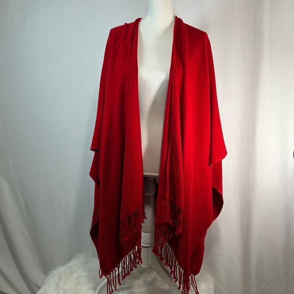 Shannie Girl Red‎ Acrylic One Size Fits All Fringe Shawl Wrap